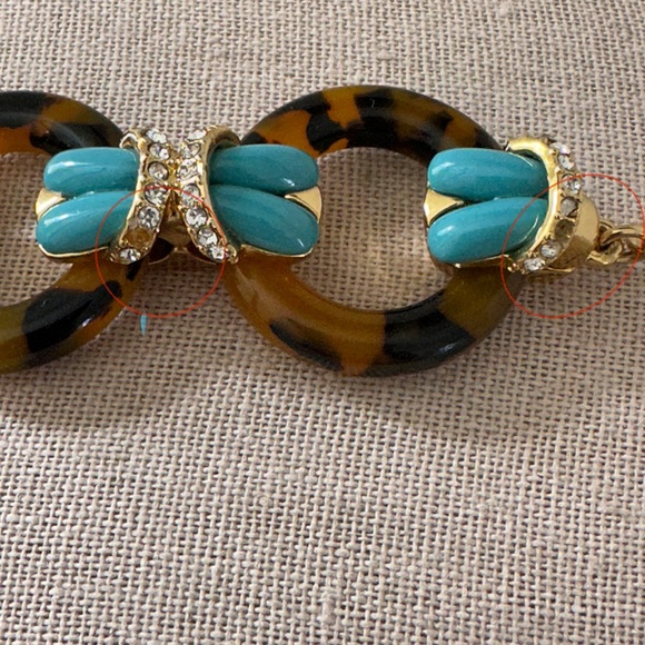 J. Crew Turquoise Tortoise Circle Link Bracelet - Picture 8 of 8